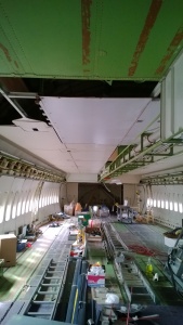 Working on the first 747 ceiling panels